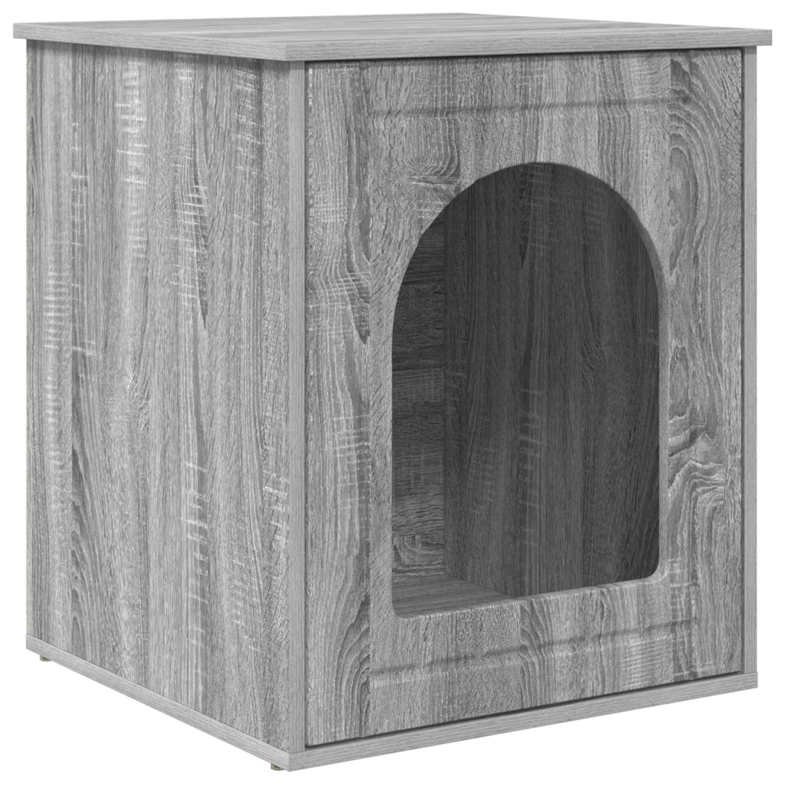 vidaXL Cat House Grey Sonoma 53 x 52 x 62 cm Engineered Wood 2
