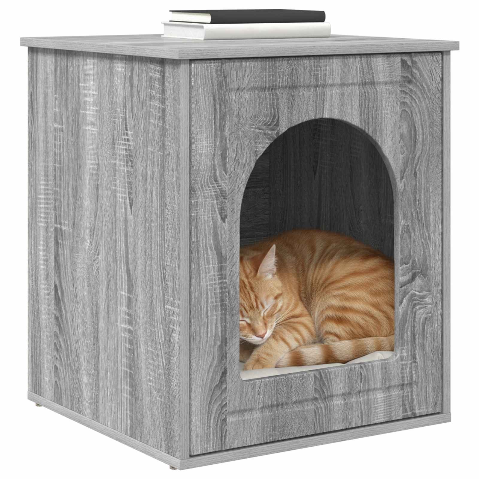 vidaXL Cat House Grey Sonoma 53 x 52 x 62 cm Engineered Wood 3
