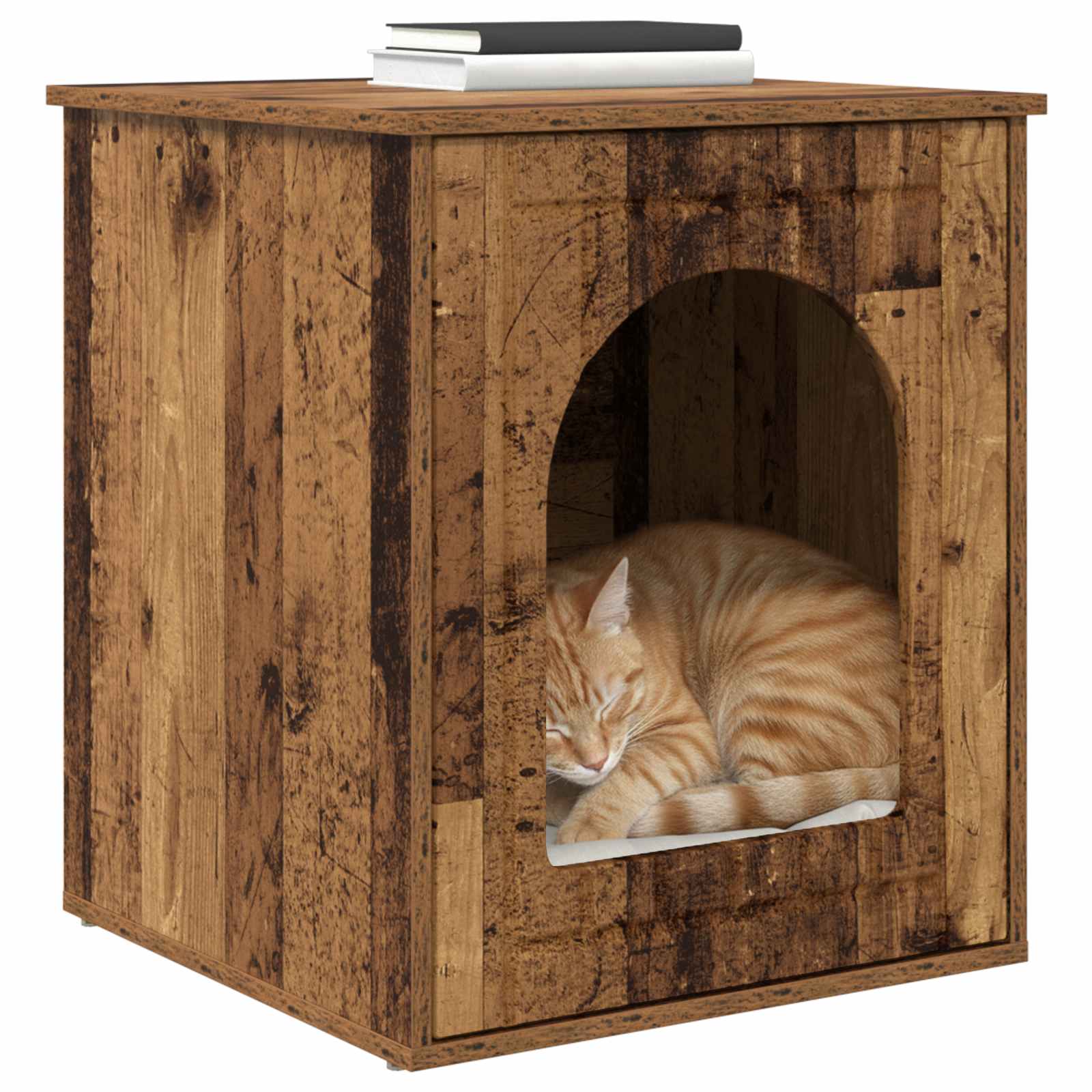 vidaXL Cat House Old Wood 53 x 52 x 62 cm Engineered Wood 3