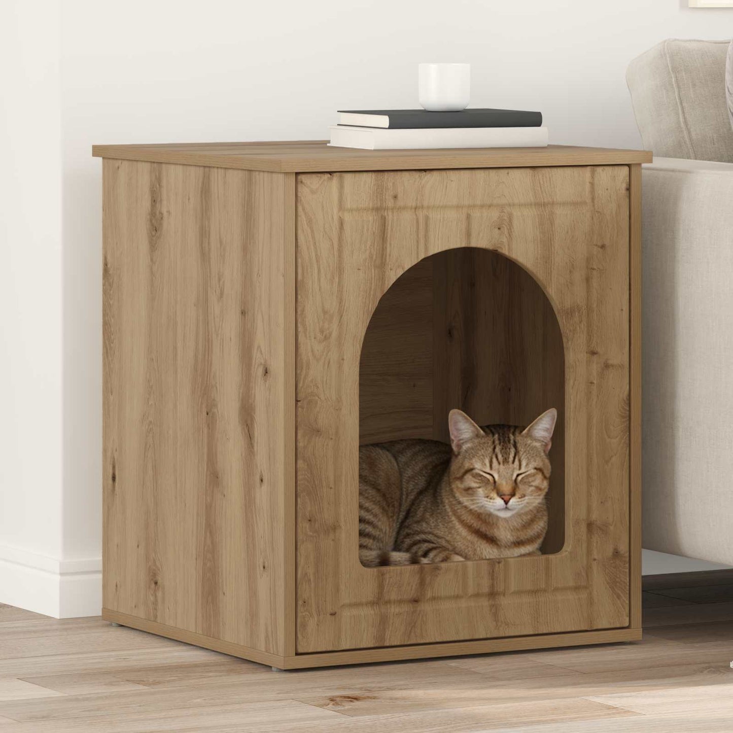 vidaXL Cat House Artisian Oak 53 x 52 x 62 cm Engineered Wood 1