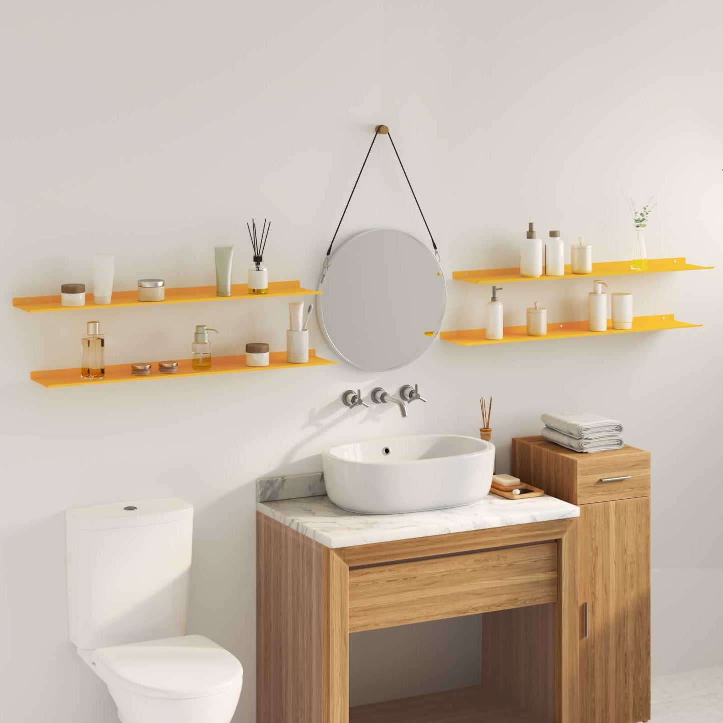 vidaXL Floating Shelf 4 pcs Mustard Yellow 100 x 18 x 2.5 cm Steel 4