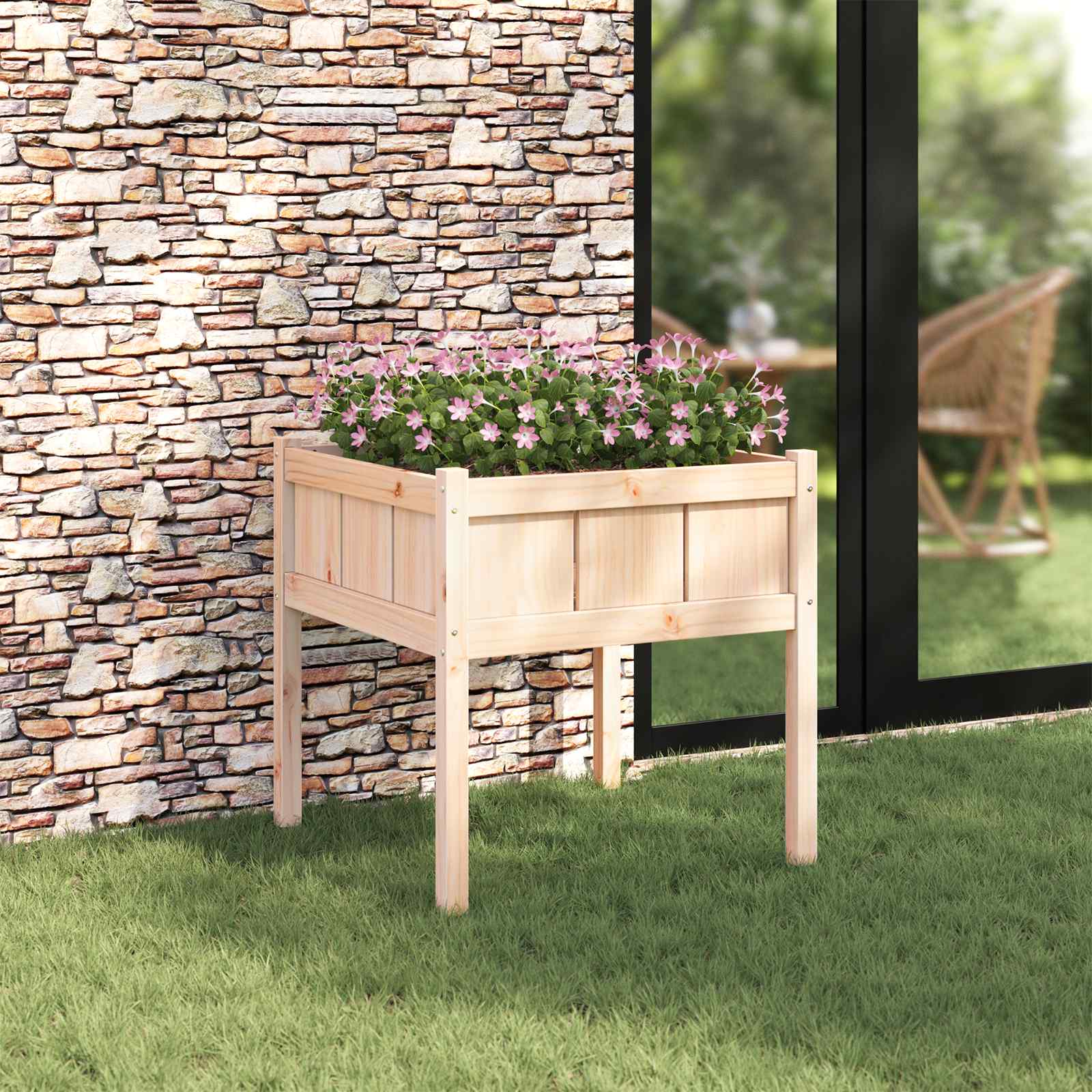 vidaXL Garden Planter Nature 70 x 70 x 70 cm Solid Pine Wood 1