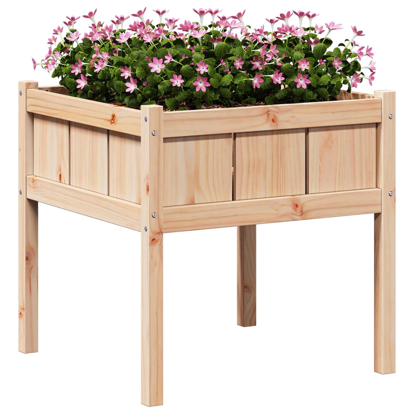 vidaXL Garden Planter Nature 70 x 70 x 70 cm Solid Pine Wood 3