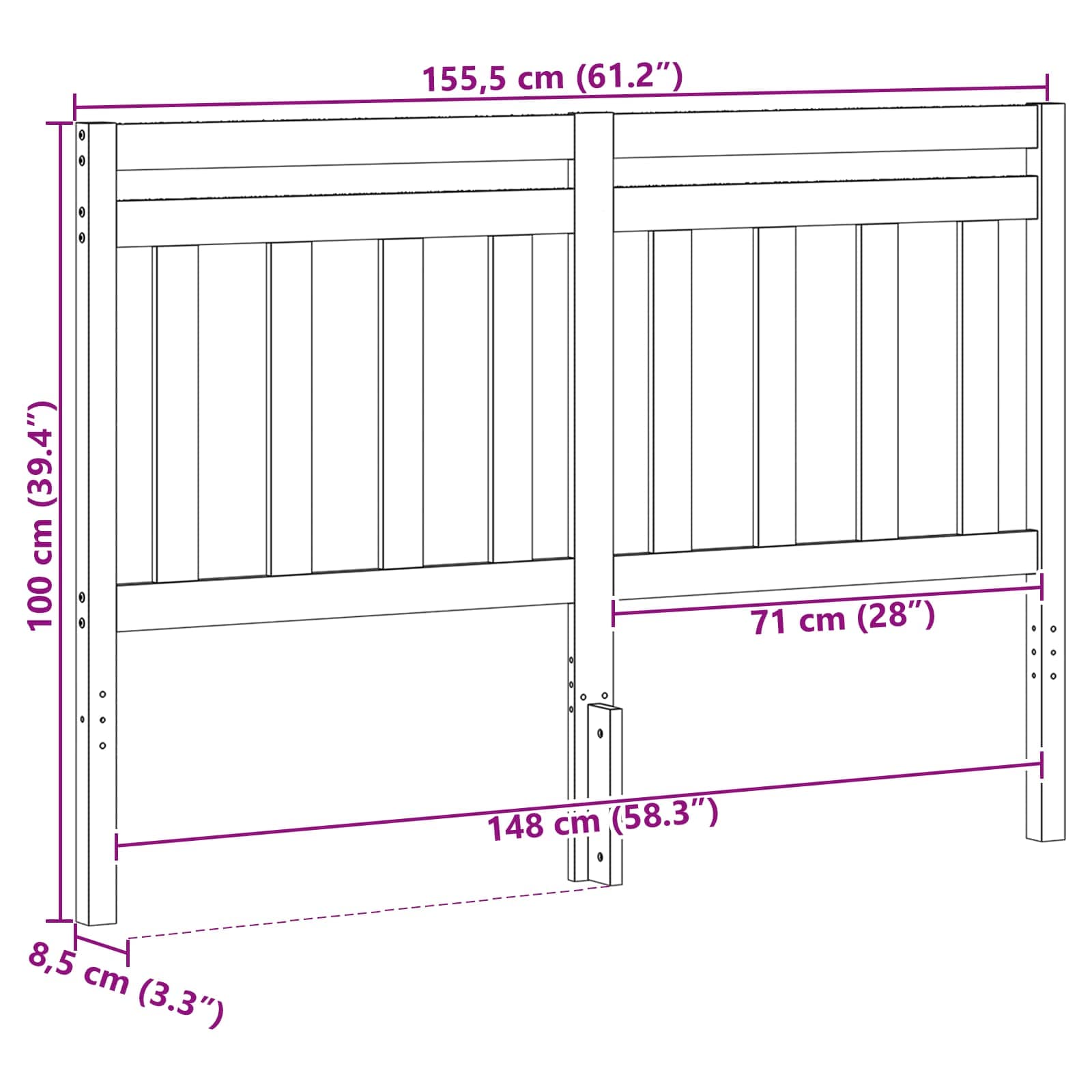 vidaXL Headboard with Headboard Wax Brown 155.5 x 100 cm 5