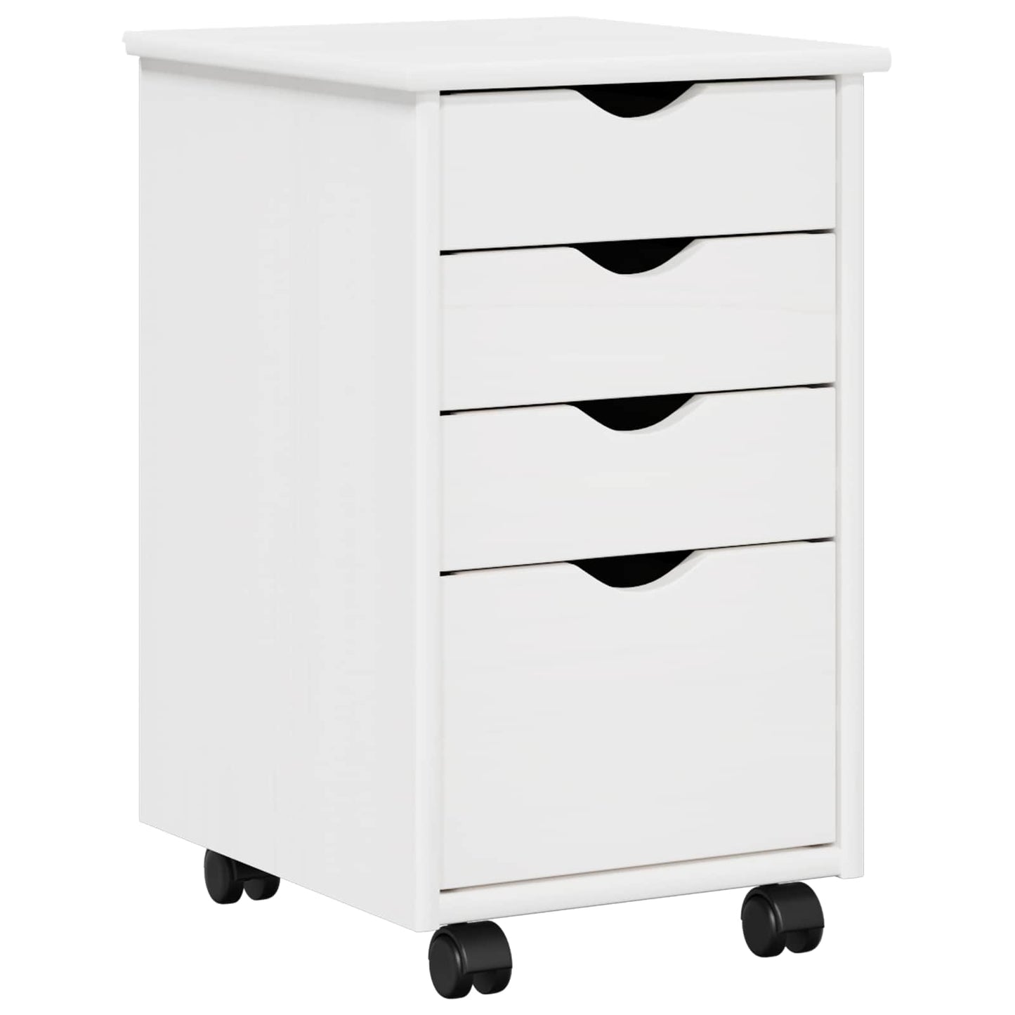 vidaXL Rolling Cabinet White 34 x 39 x 56 cm Solid Pine Wood 2