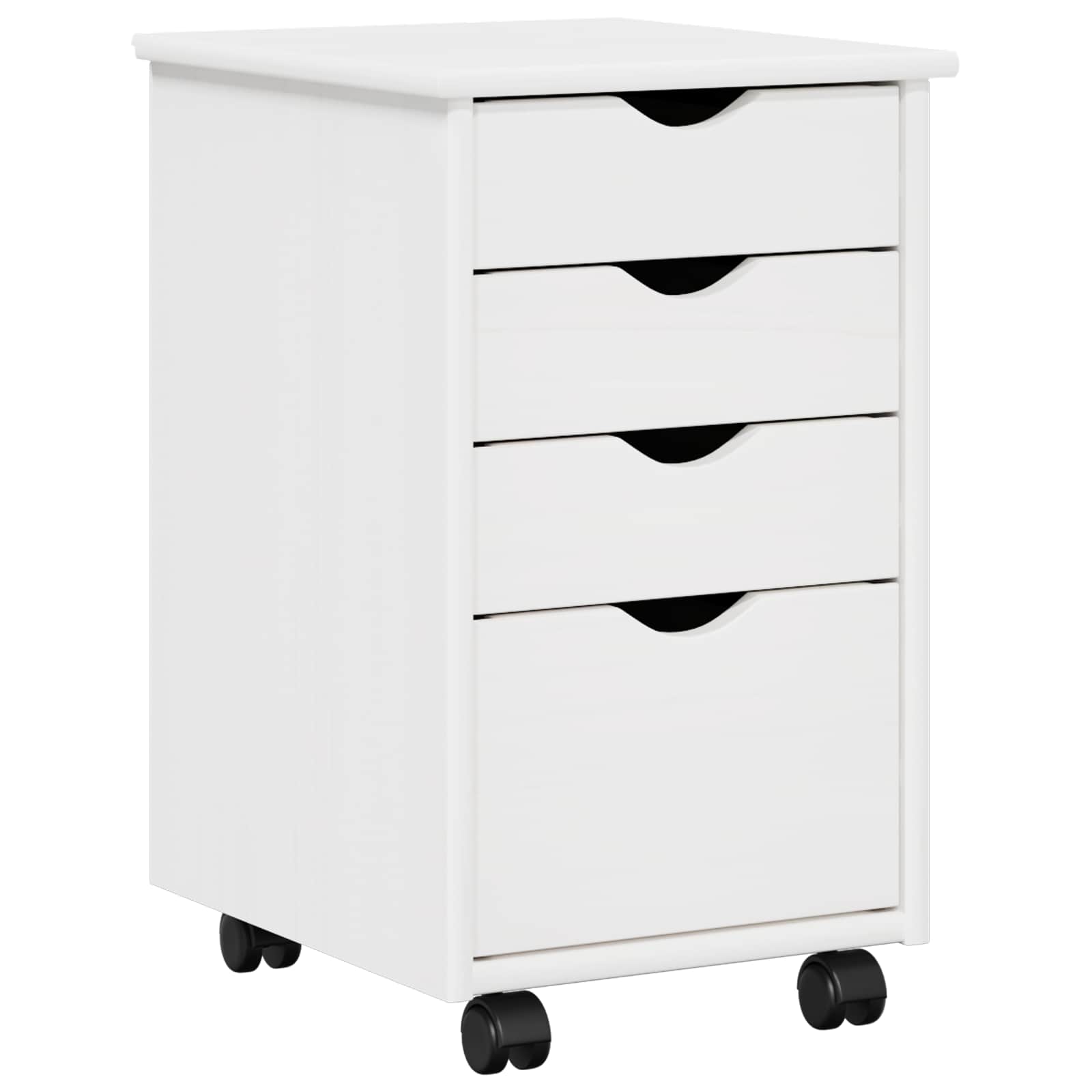 vidaXL Rolling Cabinet White 34 x 39 x 56 cm Solid Pine Wood 2