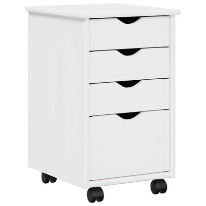 vidaXL Rolling Cabinet White 34 x 39 x 56 cm Solid Pine Wood 2