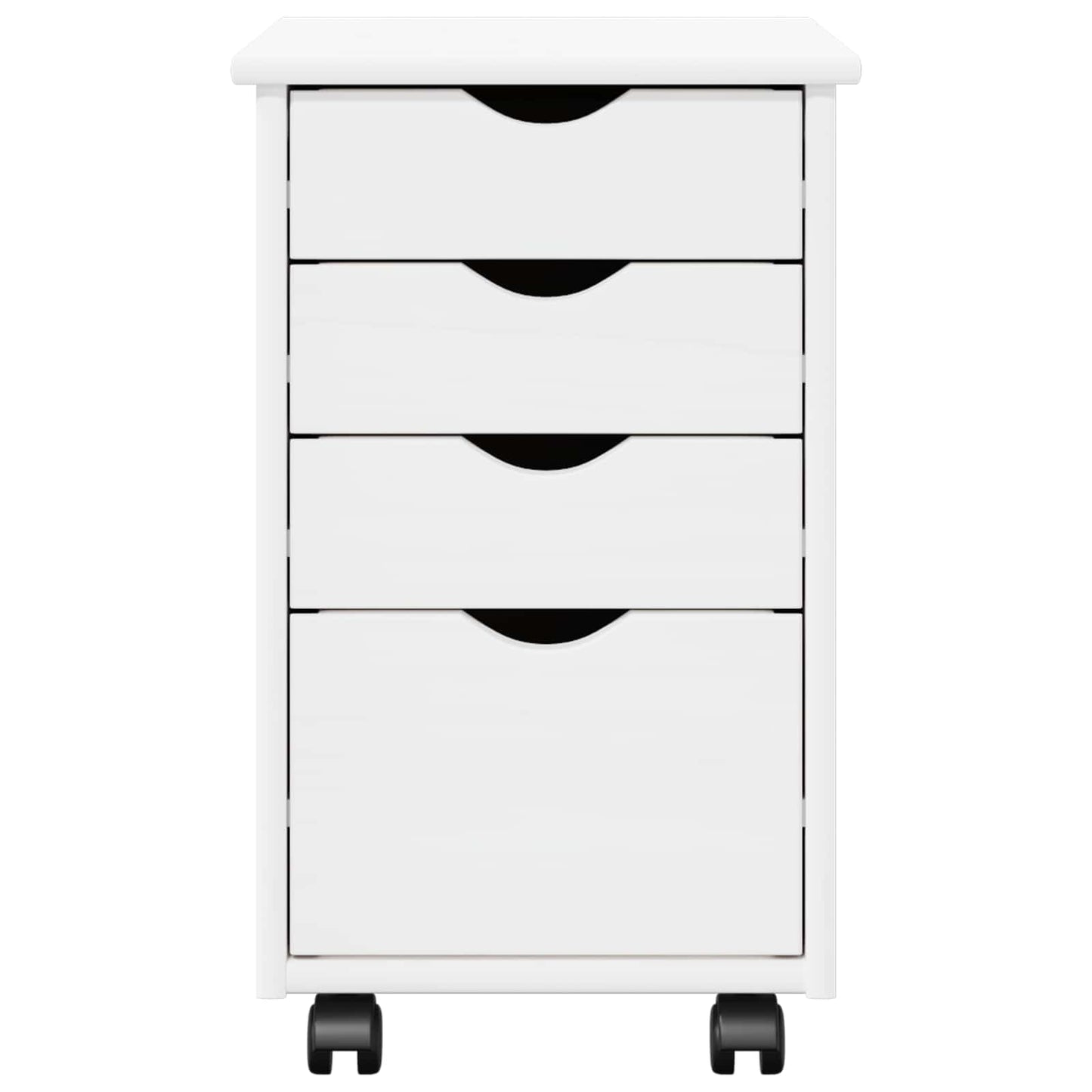 vidaXL Rolling Cabinet White 34 x 39 x 56 cm Solid Pine Wood 5