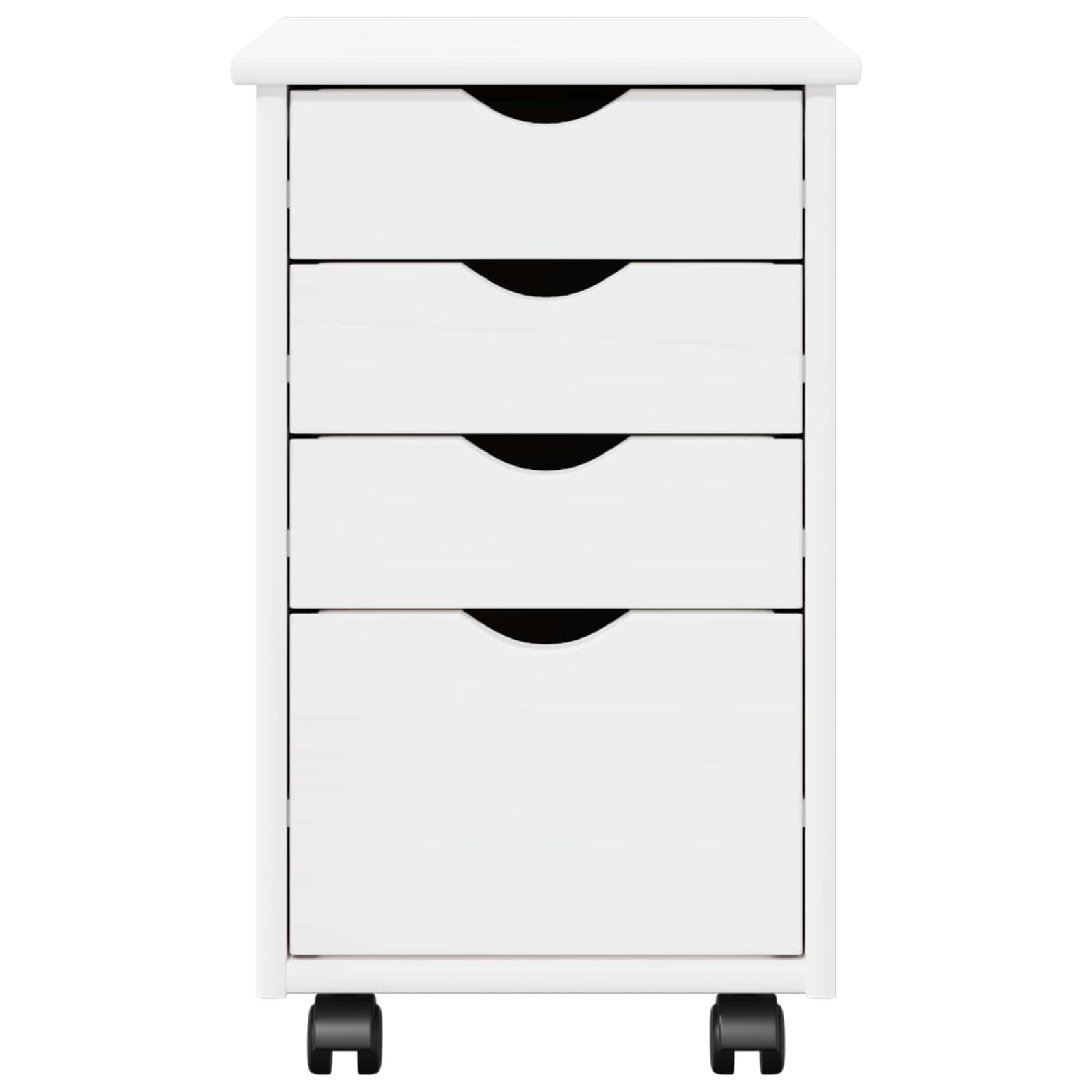 vidaXL Rolling Cabinet White 34 x 39 x 56 cm Solid Pine Wood 5