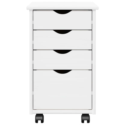 vidaXL Rolling Cabinet White 34 x 39 x 56 cm Solid Pine Wood 5