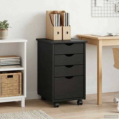 vidaXL Rolling Cabinet with Wheel Grey 34 x 39 x 56 cm Solid Pine Wood 1