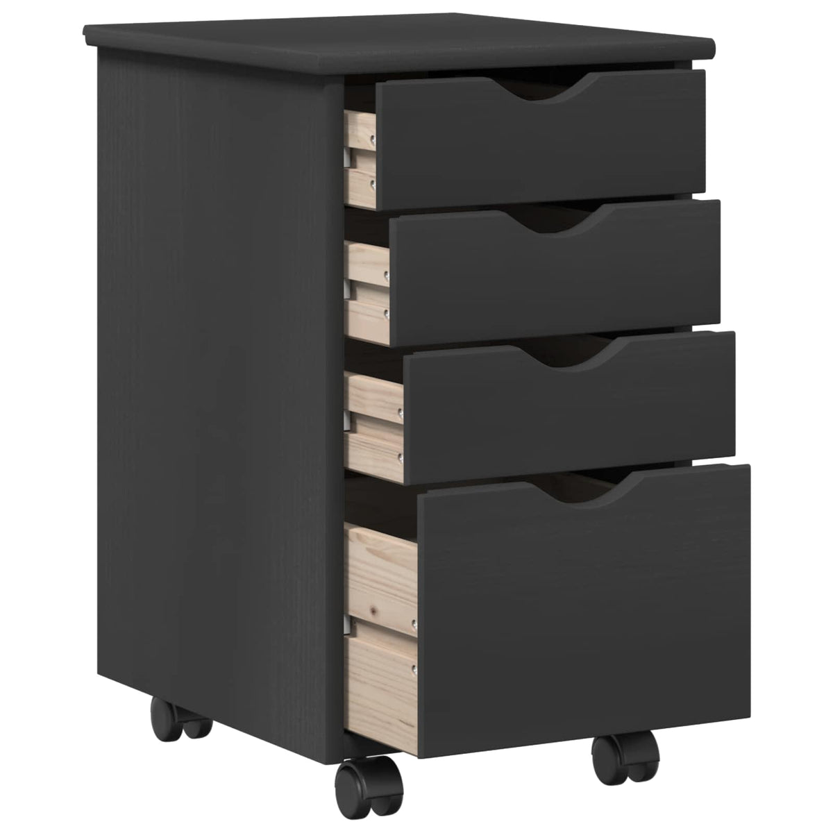 vidaXL Rolling Cabinet with Wheel Grey 34 x 39 x 56 cm Solid Pine Wood 4