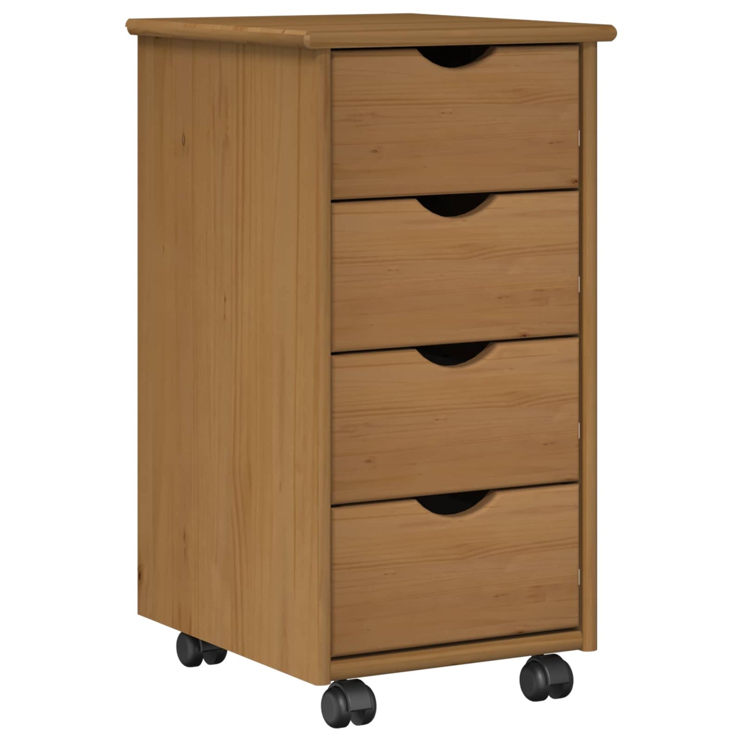 vidaXL Rolling Cabinet 34 x 39 x 65.5 cm Solid Pine Wood Honey Brown 1