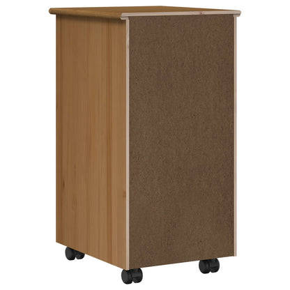 vidaXL Rolling Cabinet 34 x 39 x 65.5 cm Solid Pine Wood Honey Brown 5