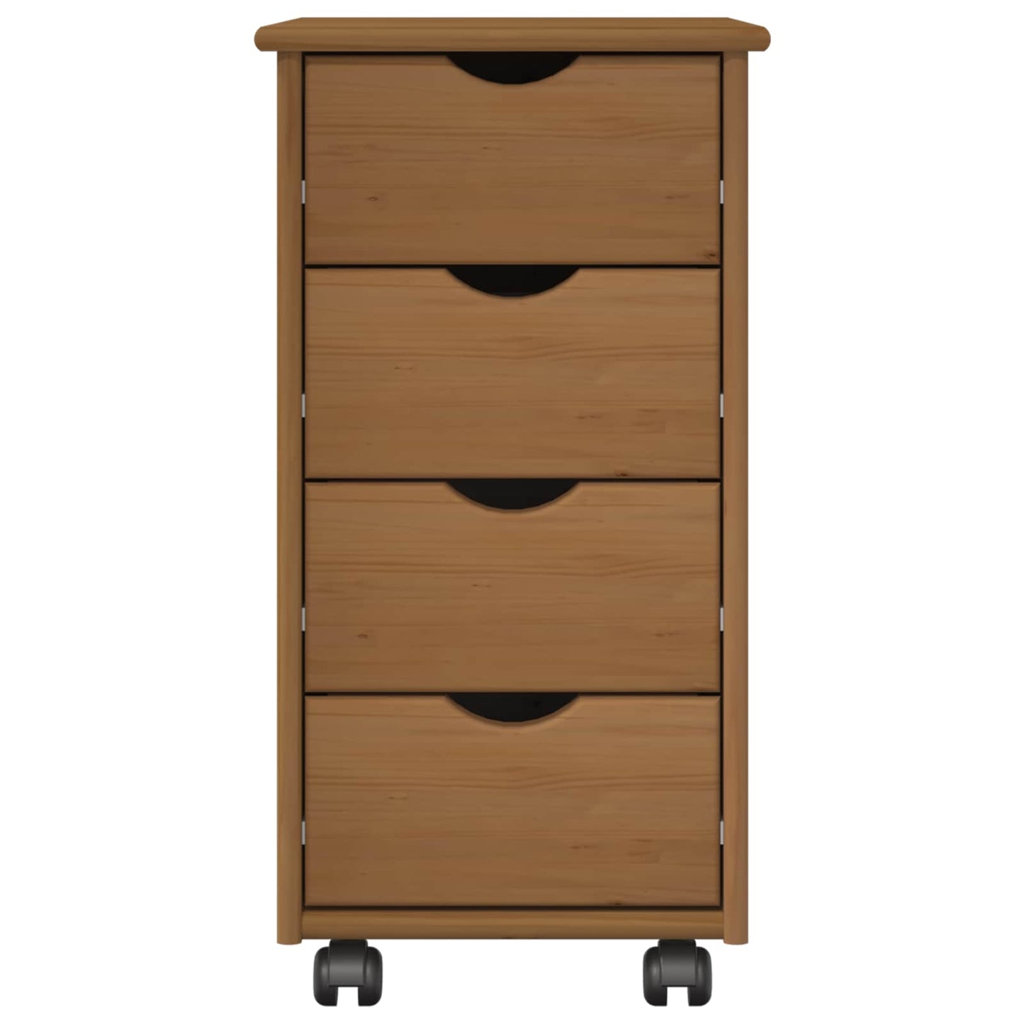 vidaXL Rolling Cabinet 34 x 39 x 65.5 cm Solid Pine Wood Honey Brown 3