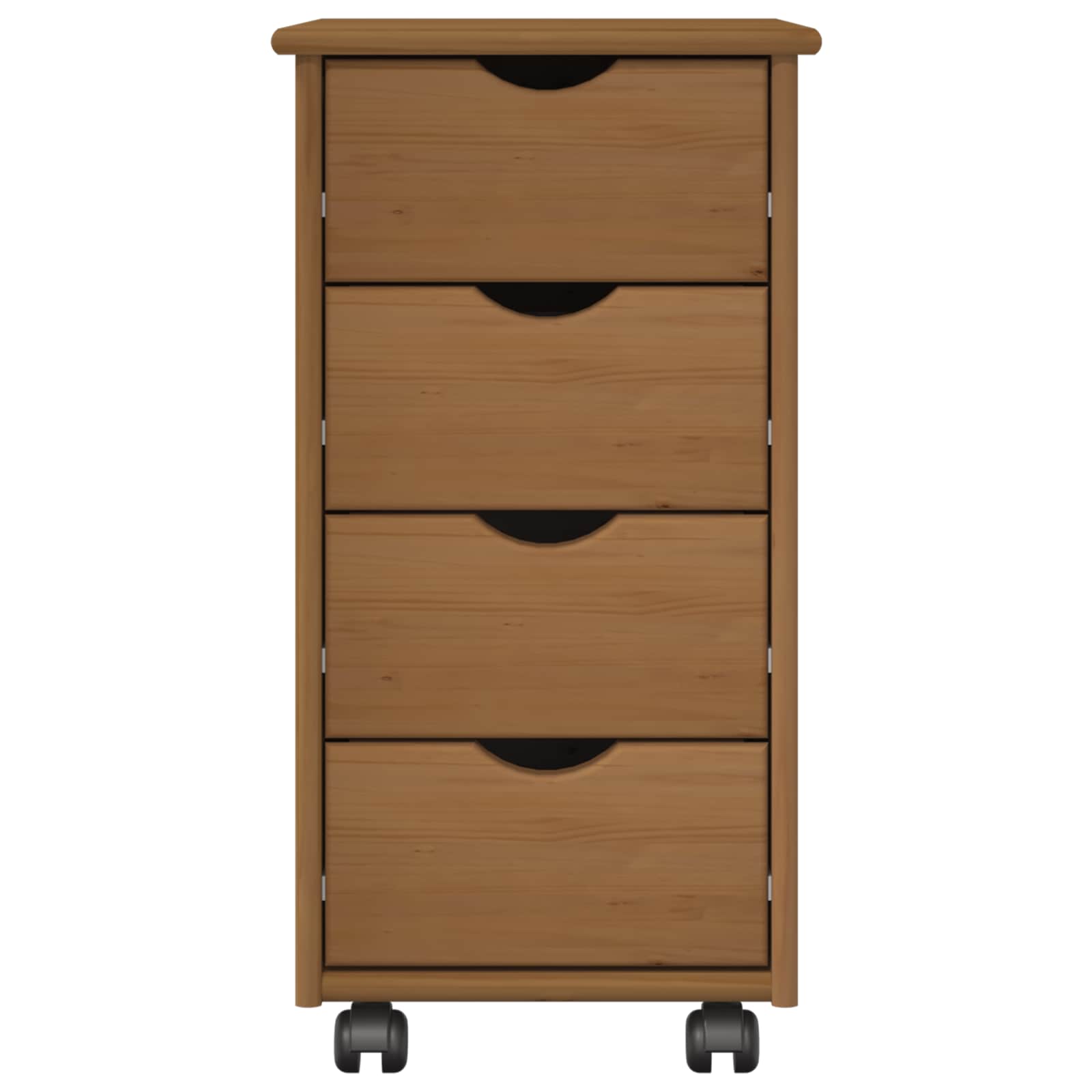 vidaXL Rolling Cabinet 34 x 39 x 65.5 cm Solid Pine Wood Honey Brown 3