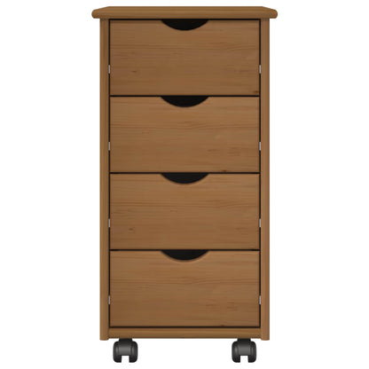 vidaXL Rolling Cabinet 34 x 39 x 65.5 cm Solid Pine Wood Honey Brown 3