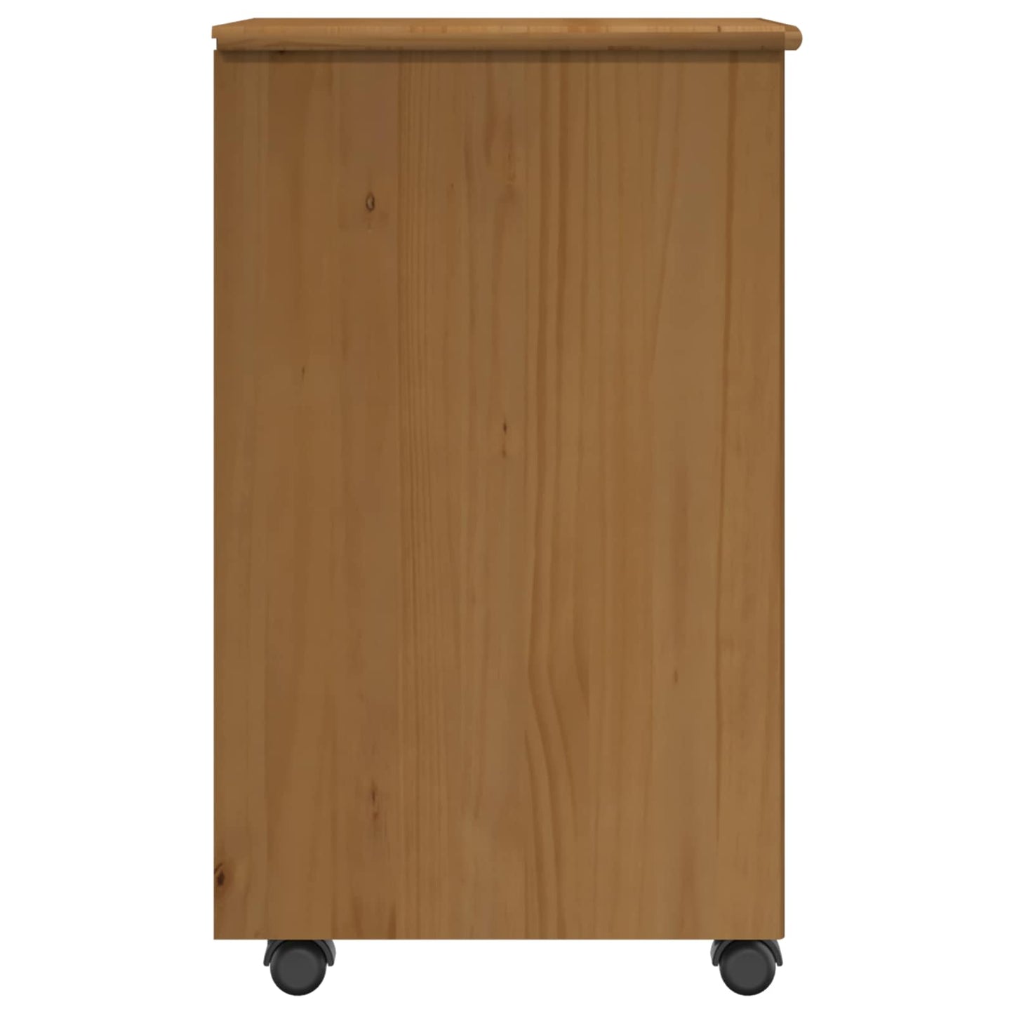 vidaXL Rolling Cabinet 34 x 39 x 65.5 cm Solid Pine Wood Honey Brown 4