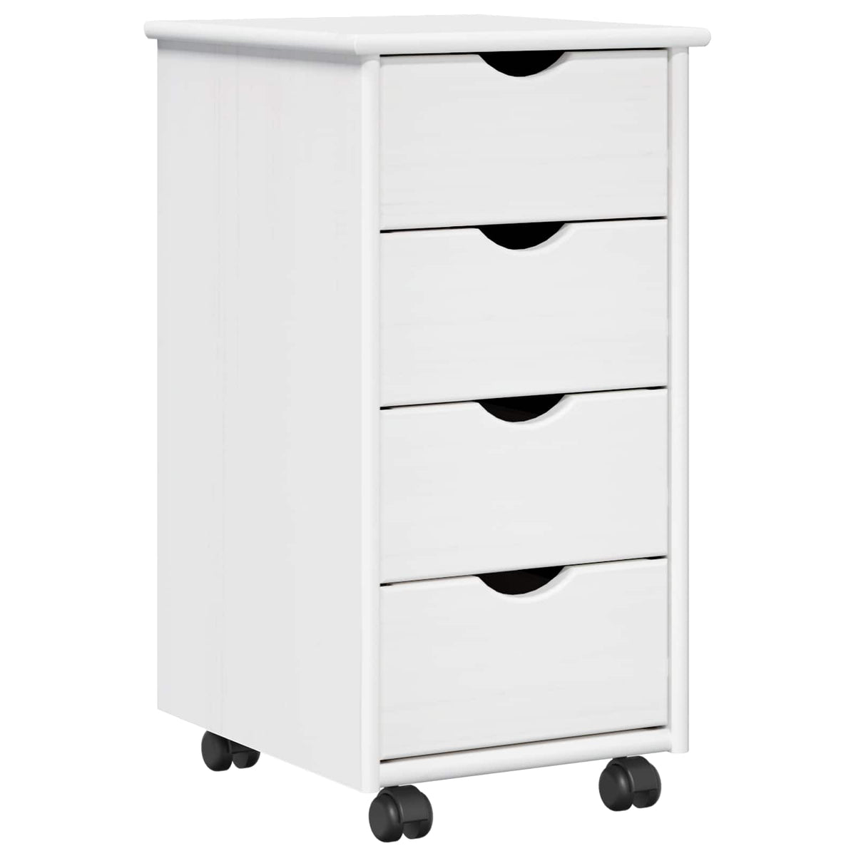 vidaXL Rolling Cabinet 34 x 39 x 65.5 cm Solid Pine Wood White 2