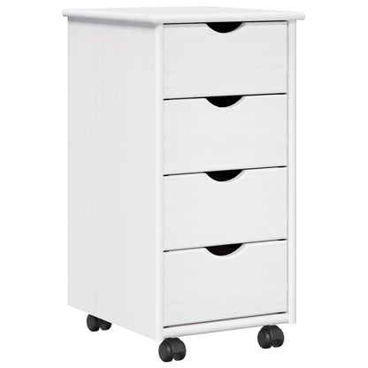 vidaXL Rolling Cabinet 34 x 39 x 65.5 cm Solid Pine Wood White 2