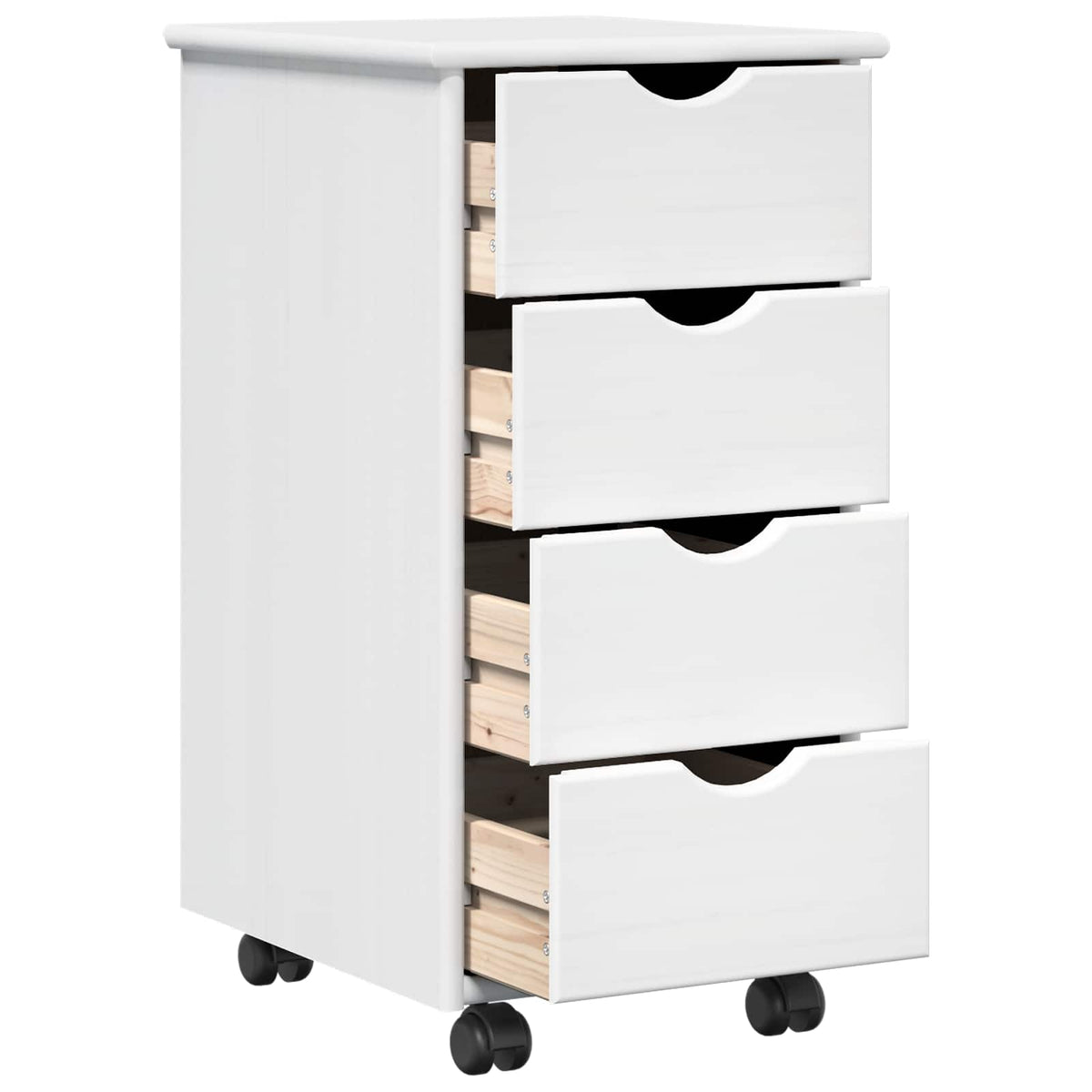 vidaXL Rolling Cabinet 34 x 39 x 65.5 cm Solid Pine Wood White 4