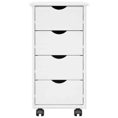 vidaXL Rolling Cabinet 34 x 39 x 65.5 cm Solid Pine Wood White 5