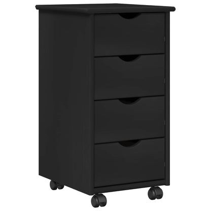 vidaXL Rolling Cabinet 34 x 39 x 65.5 cm Solid Pine Wood Black 2