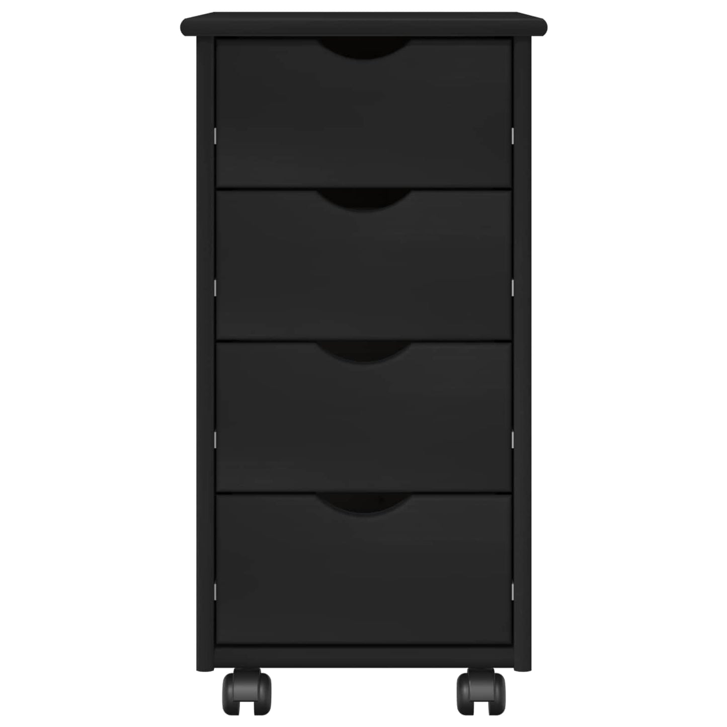 vidaXL Rolling Cabinet 34 x 39 x 65.5 cm Solid Pine Wood Black 5