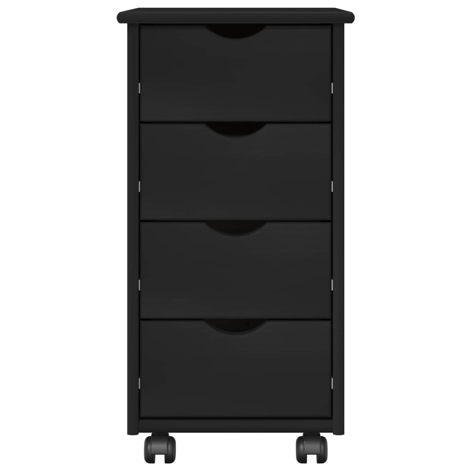 vidaXL Rolling Cabinet 34 x 39 x 65.5 cm Solid Pine Wood Black 5