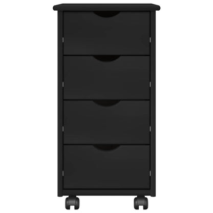 vidaXL Rolling Cabinet 34 x 39 x 65.5 cm Solid Pine Wood Black 5