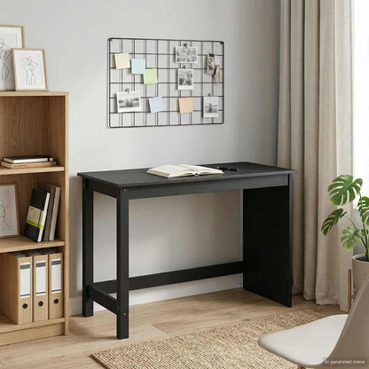 vidaXL Desk Black 112 x 50 x 75 cm Solid Pine Wood 1