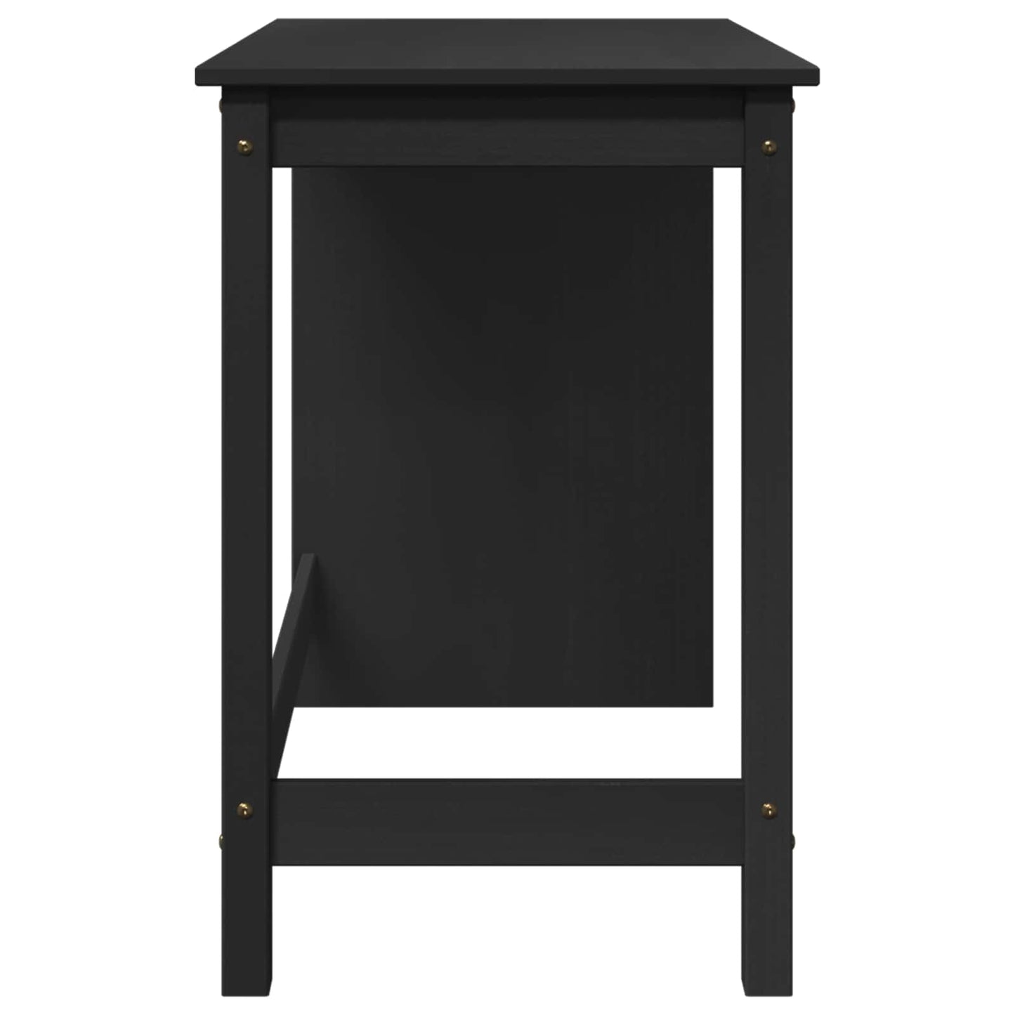 vidaXL Desk Black 112 x 50 x 75 cm Solid Pine Wood 5