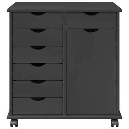 Rolling Cabinet 63.5 x 39 x 65.5 cm Solid Pine Wood Grey