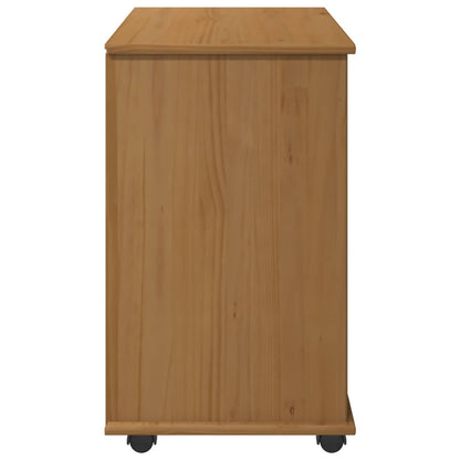 vidaXL Rolling Cabinet 63.5 x 39 x 65.5 cm Solid Pine Wood Honey Brown 6