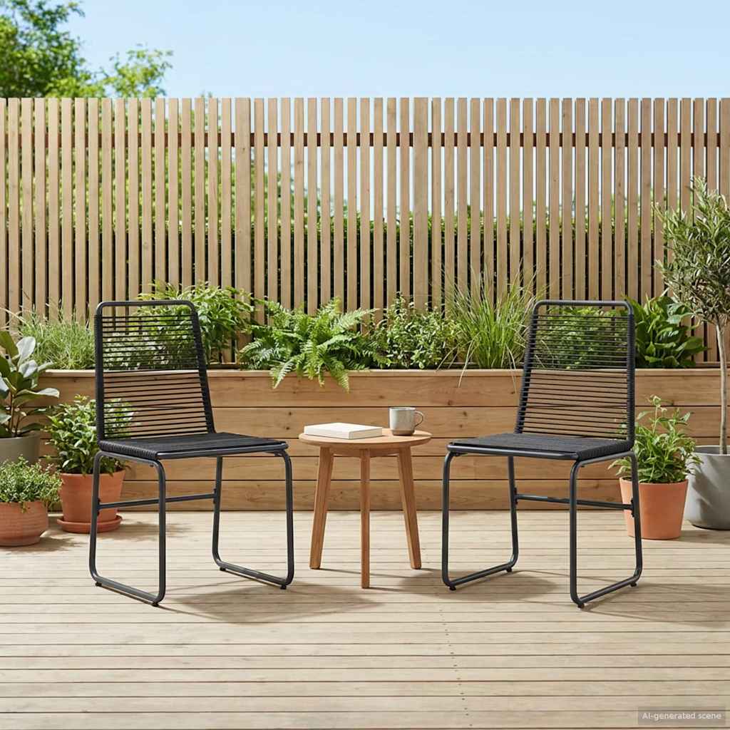 vidaXL Garden Chairs 2 pcs Black Rattan 1