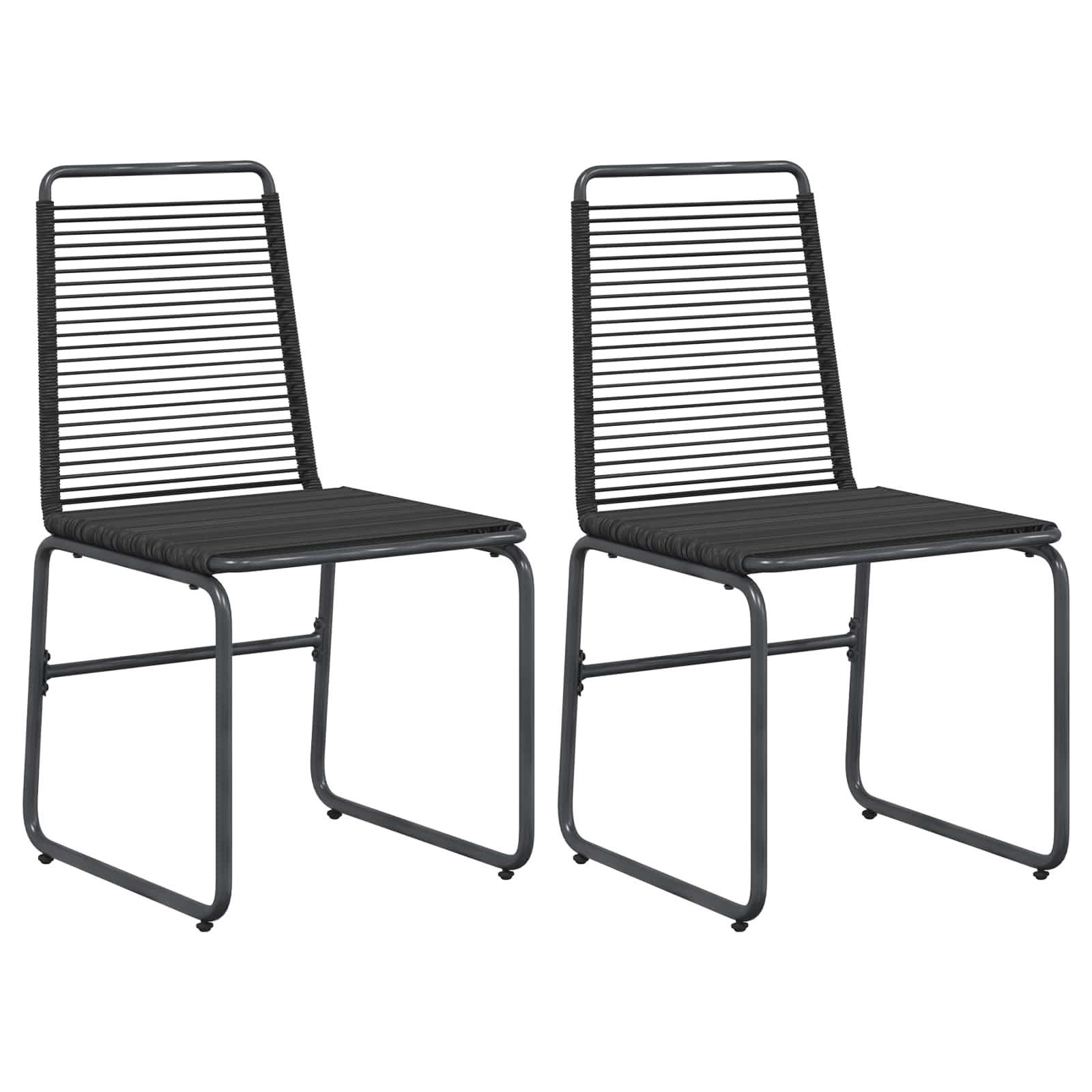 vidaXL Garden Chairs 2 pcs Black Rattan 2