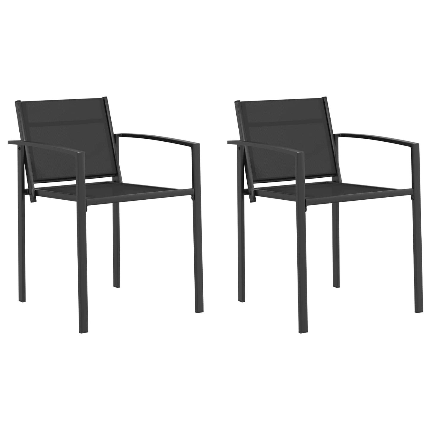 vidaXL Garden Chairs 2 pcs Black and Anthracite Textilene Fabric 2