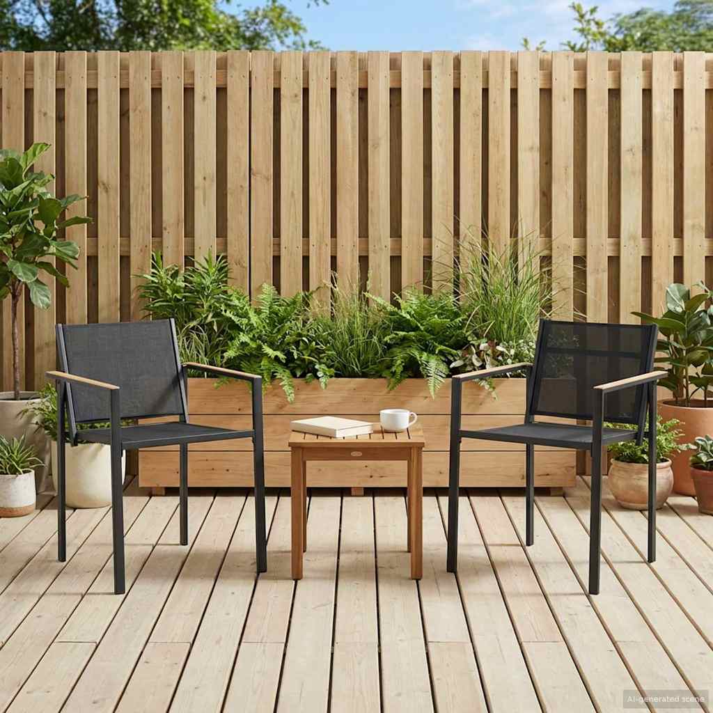 vidaXL Garden Chairs 2 pcs Black and Anthracite Textilene Fabric 1