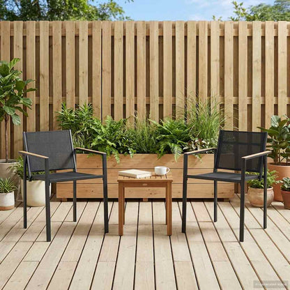 vidaXL Garden Chairs 2 pcs Black and Anthracite Textilene Fabric 1