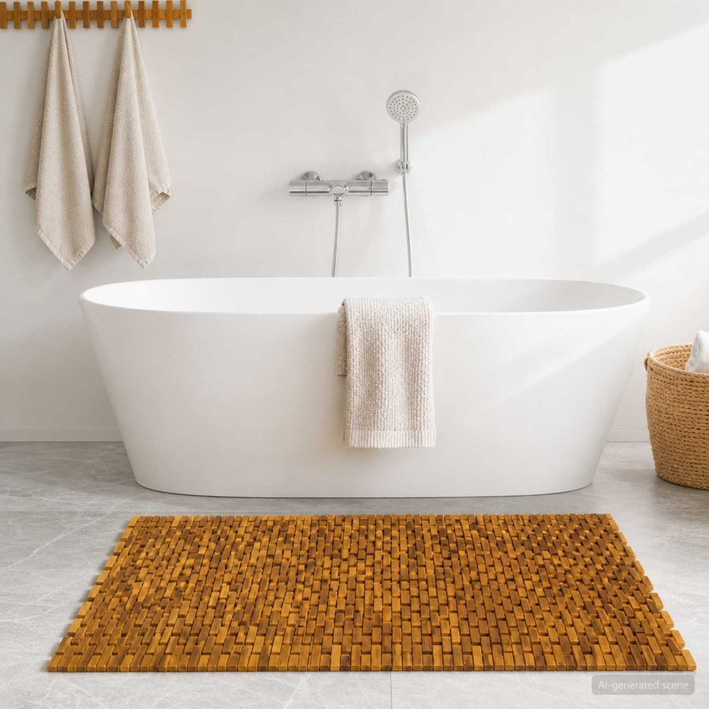 Bath Mats Natural 55 x 80 cm Solid Acacia Wood 1 pc: 105 x 160 cm