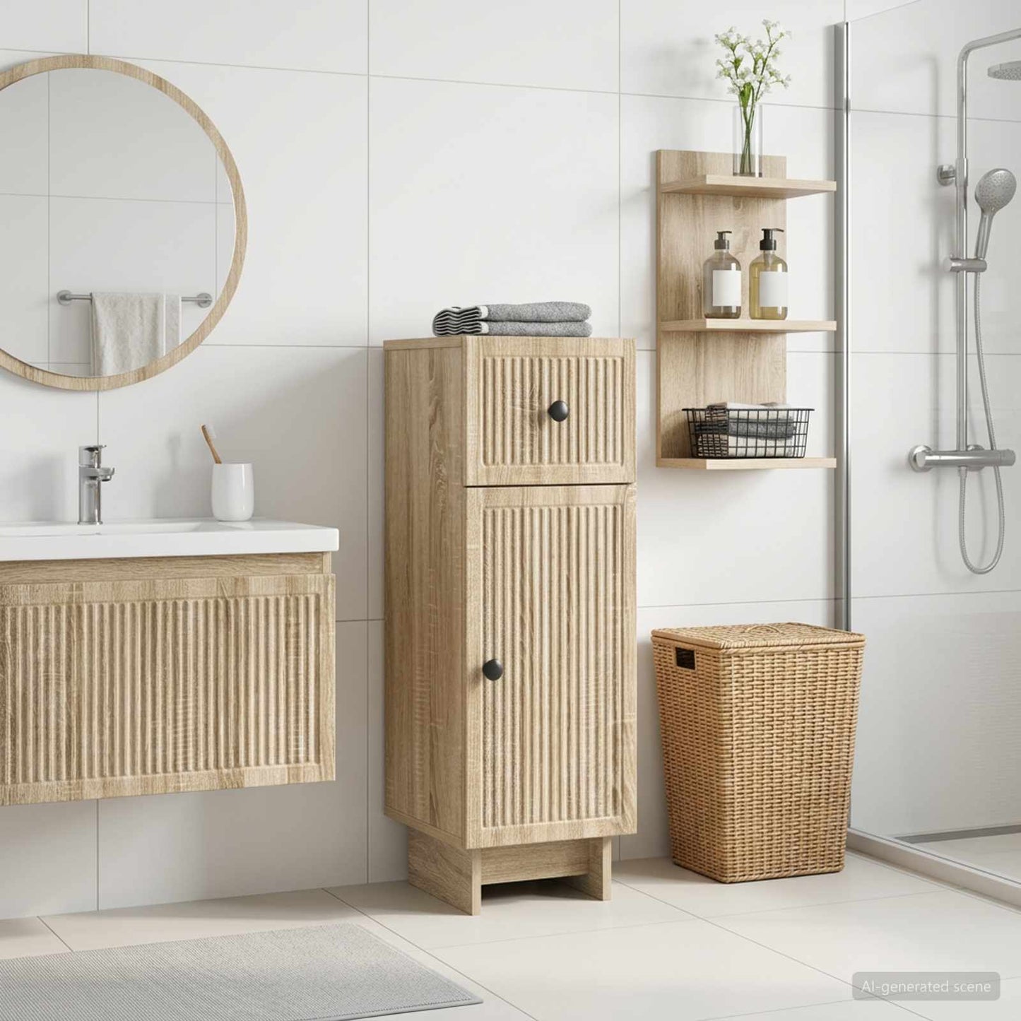 vidaXL Bathroom Storage Cainet EDE Sonoma Oak 30 x 31 x 80 cm 1