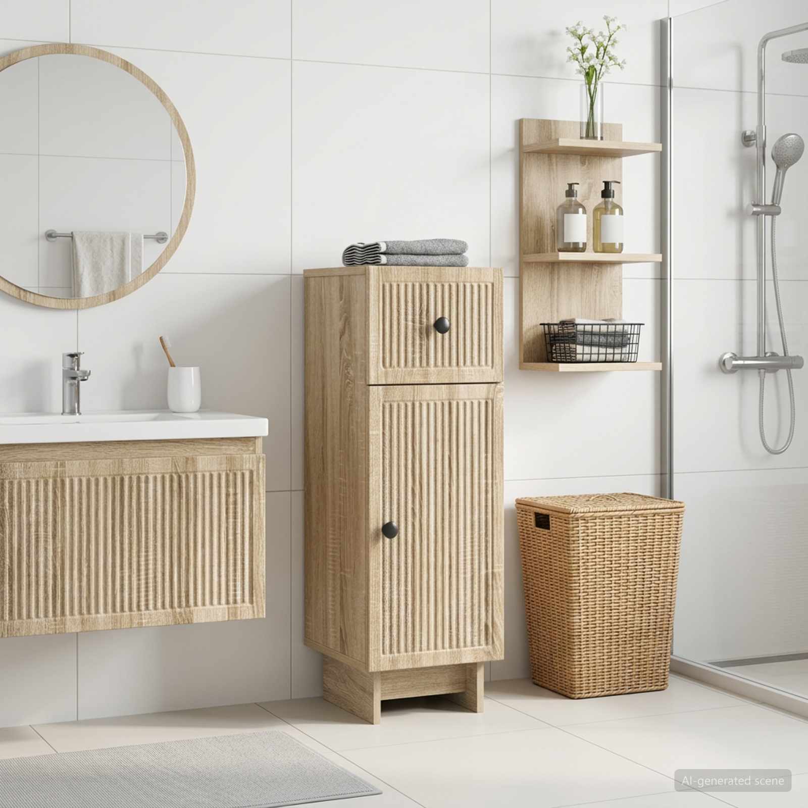 vidaXL Bathroom Storage Cainet EDE Sonoma Oak 30 x 31 x 80 cm 1