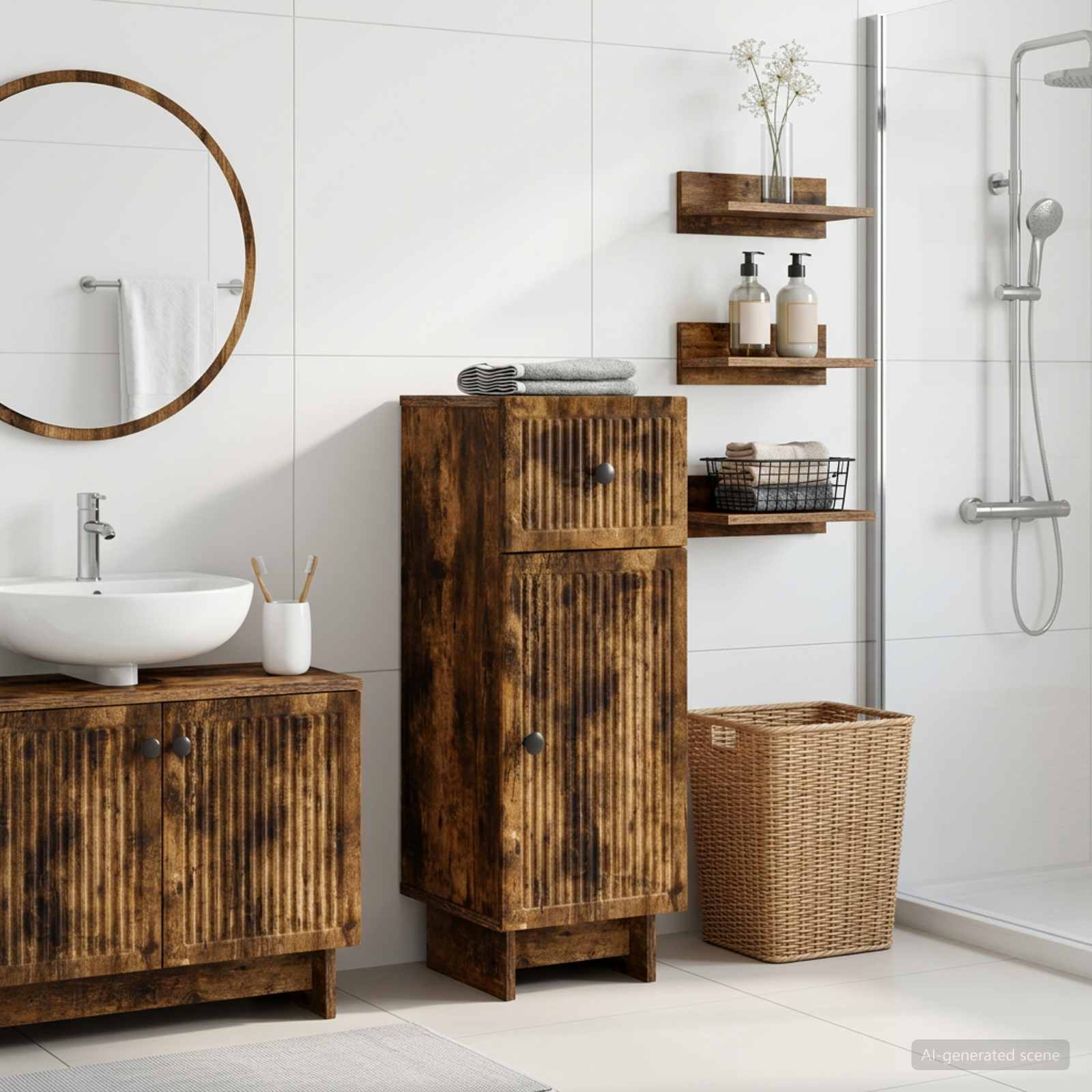vidaXL Bathroom Storage Cainet EDE Smoked Oak 30 x 31 x 80 cm 1