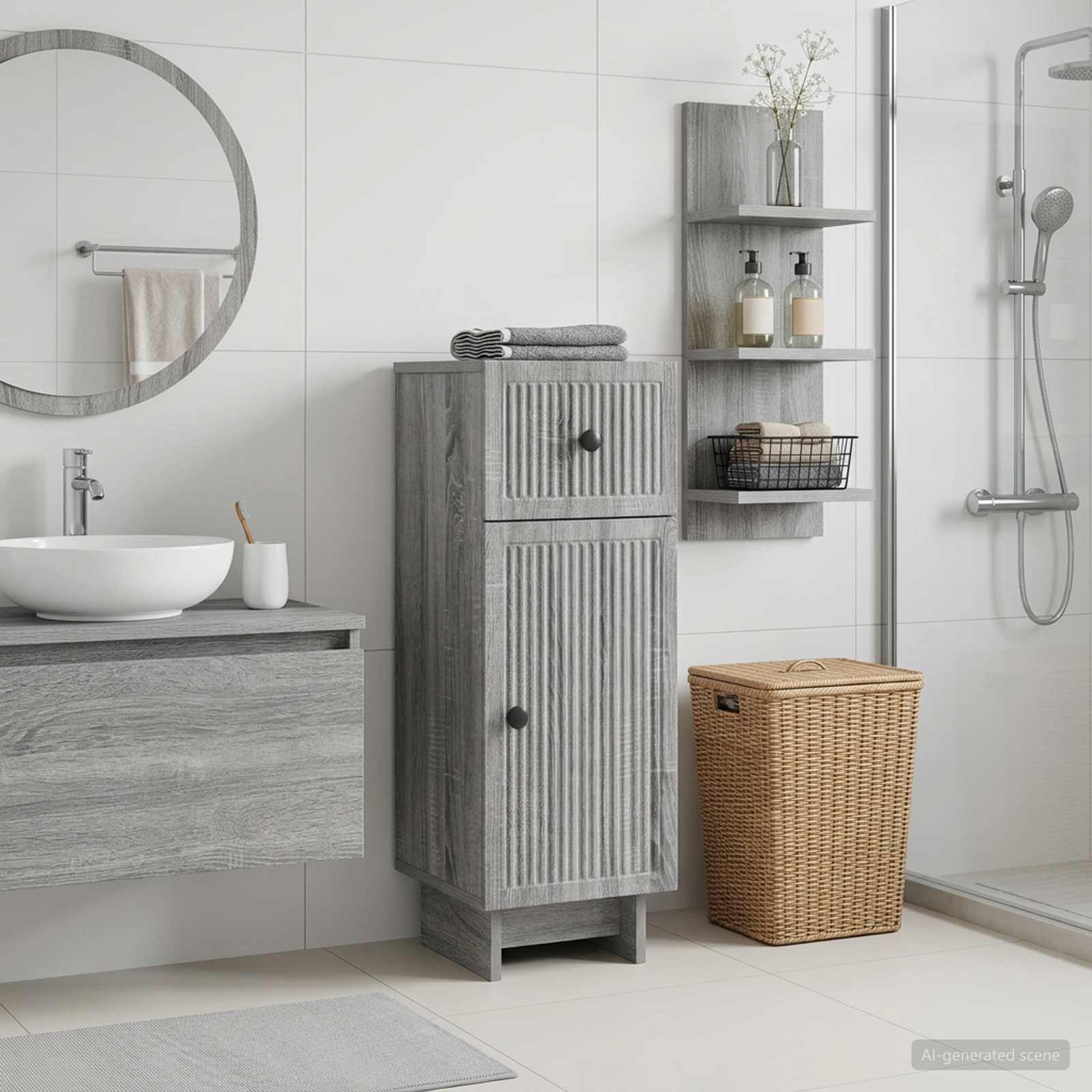 vidaXL Bathroom Storage Cainet EDE Grey Sonoma 30 x 31 x 80 cm 1