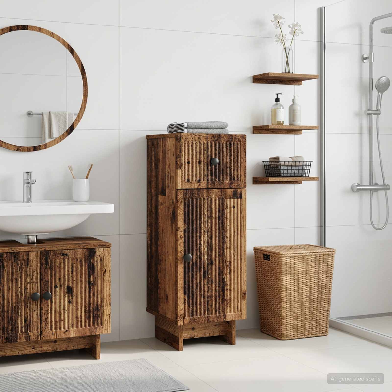 vidaXL Bathroom Storage Cainet EDE Old Wood 30 x 31 x 80 cm 1