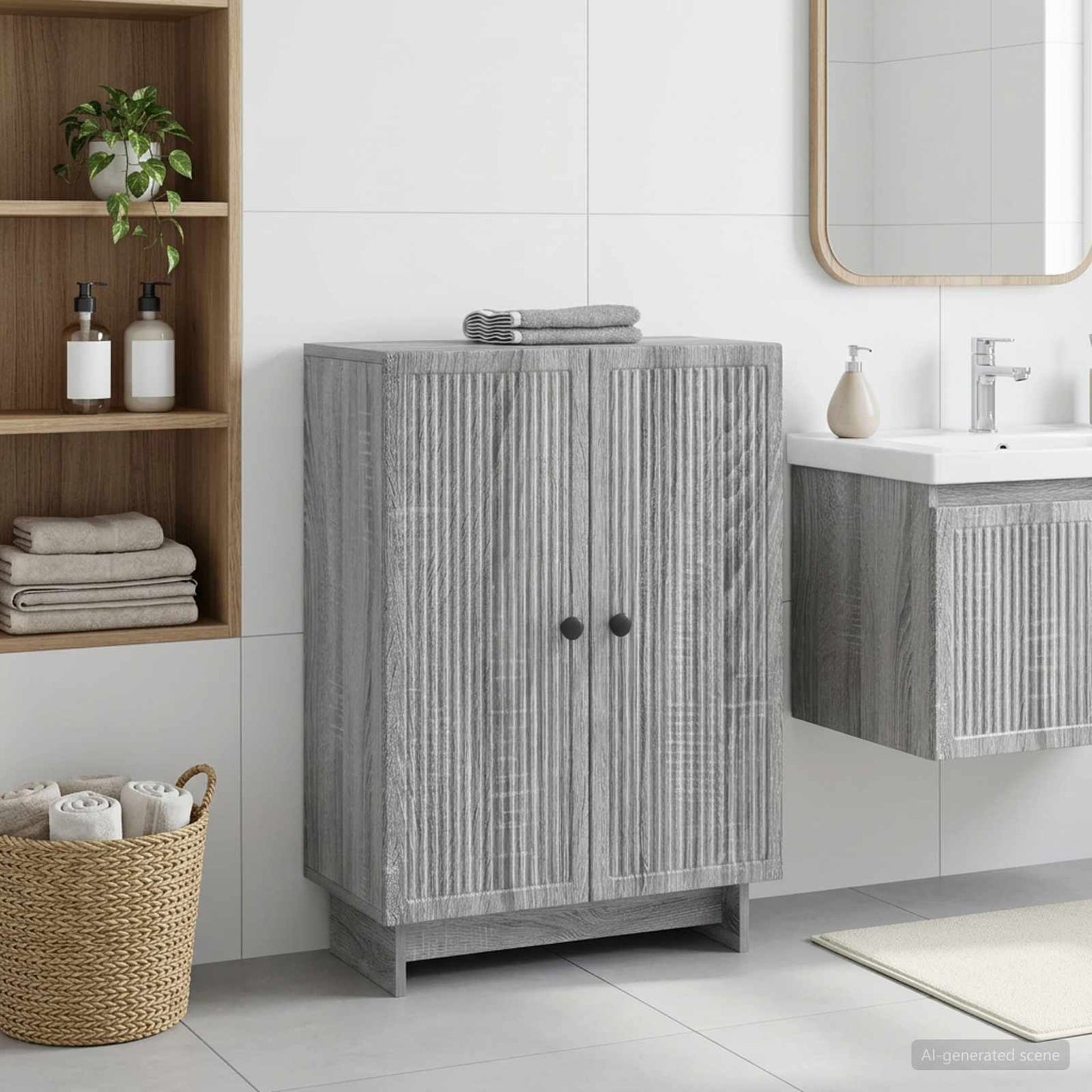 vidaXL Bathroom Storage Cainet EDE Grey Sonoma 59.5 x 31 x 80 cm 1