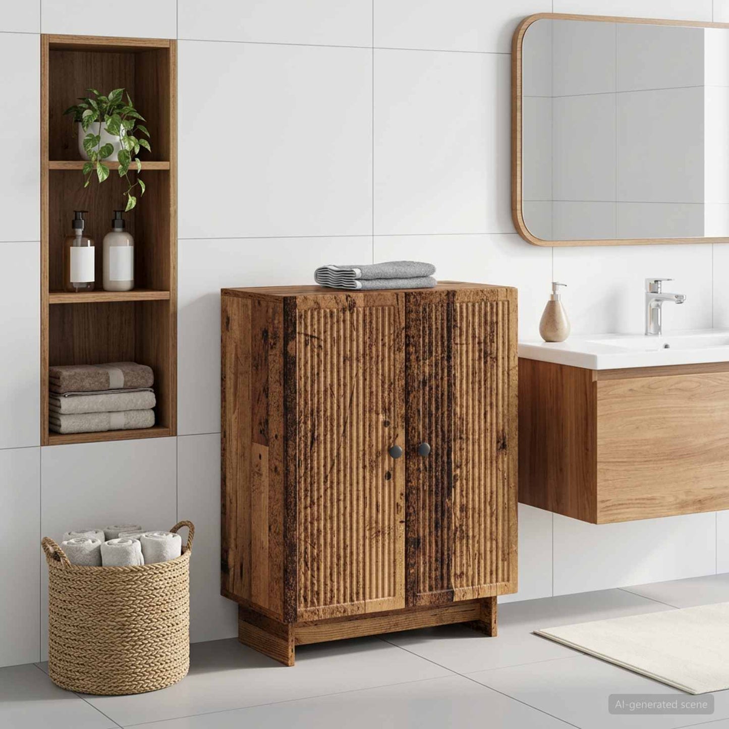 vidaXL Bathroom Storage Cainet EDE Old Wood 59.5 x 31 x 80 cm 1