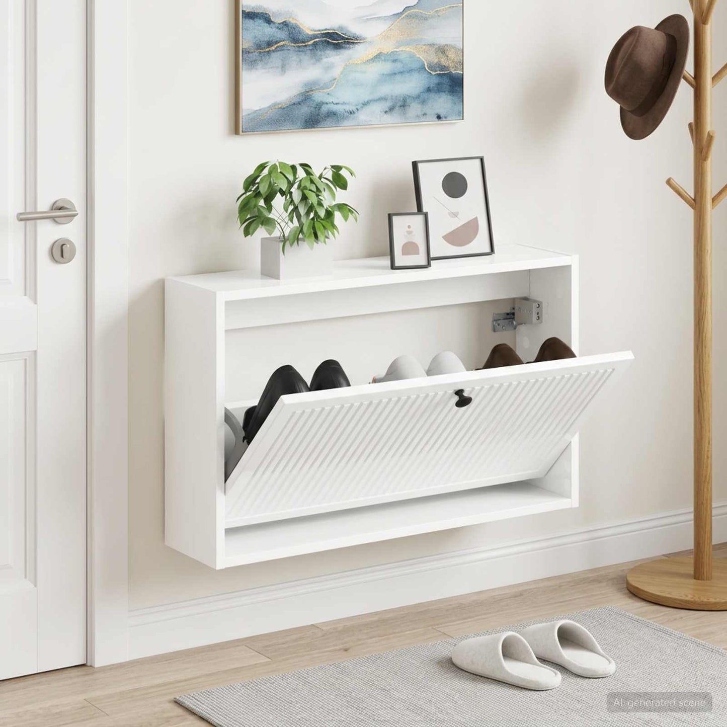 vidaXL Wall-Mounted Shoe Cabinet EDE 71 x 17 x 43 cm Engineered Wood 1