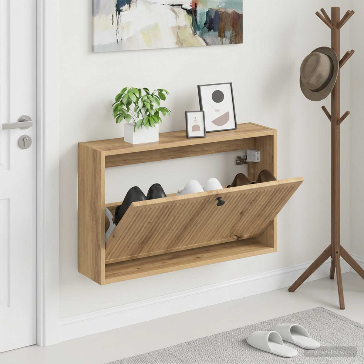 vidaXL Wall-Mounted Shoe Cabinet EDE 71 x 17 x 43 cm Engineered Wood 1