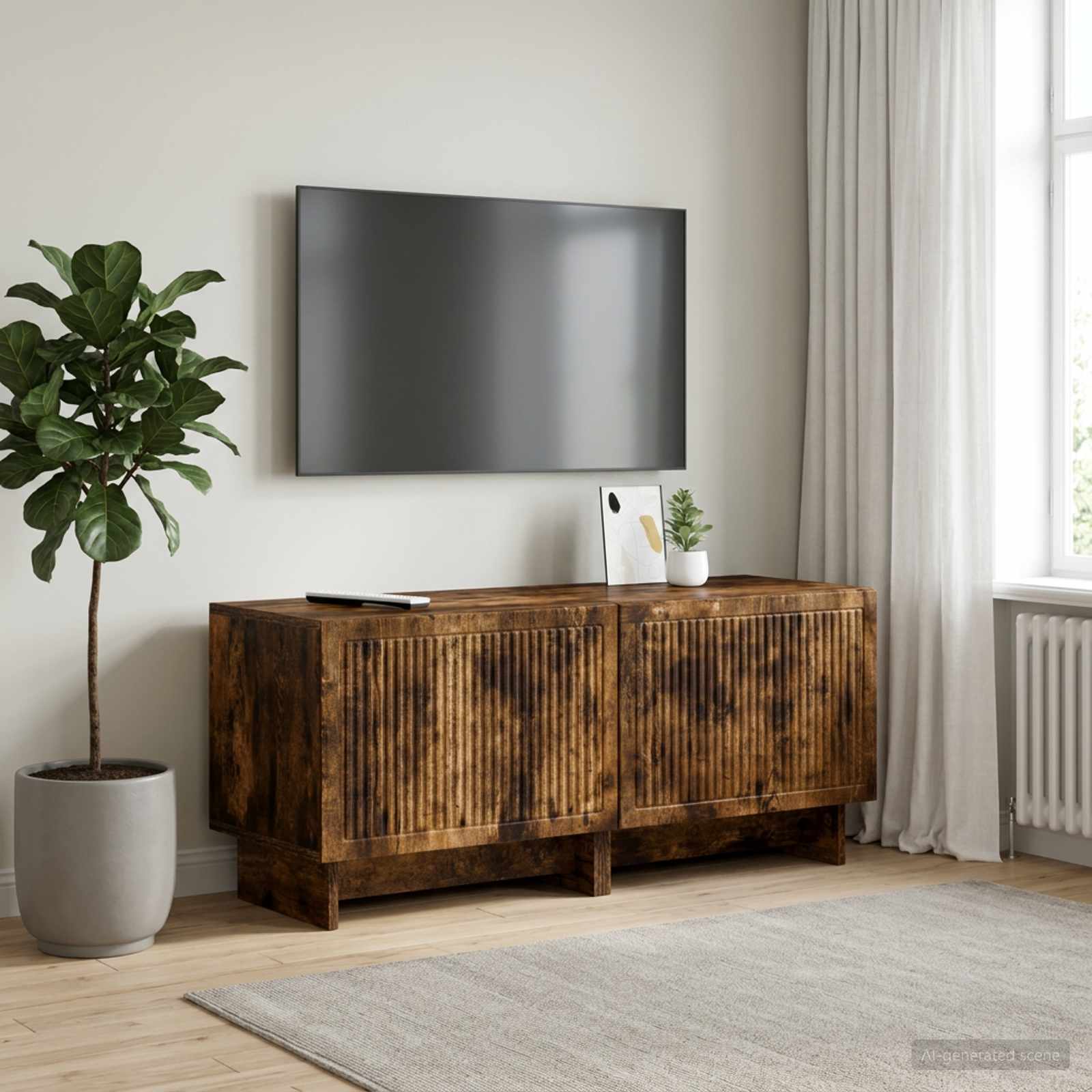 vidaXL TV Cabinet Smoked Oak Engineered Wood 1